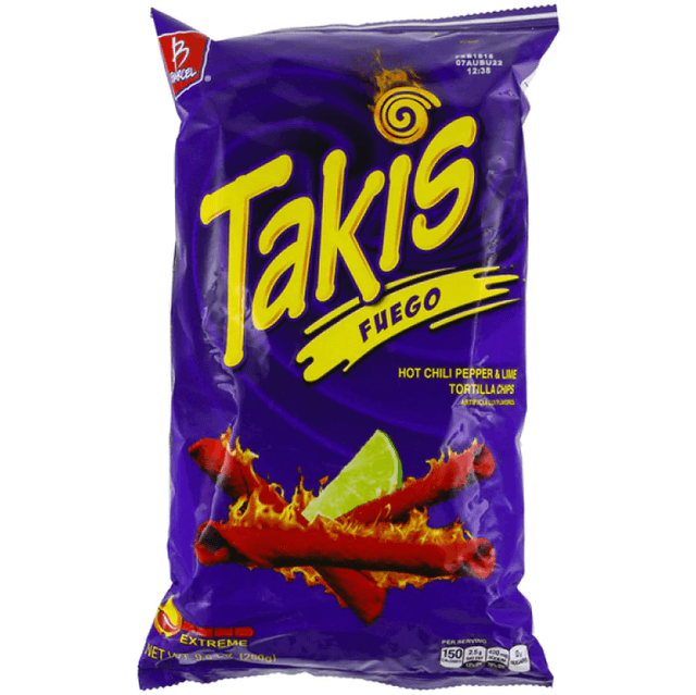 Takis Fuego Hot Chili Pepper &amp; Lime Tortilla Chips (280g)