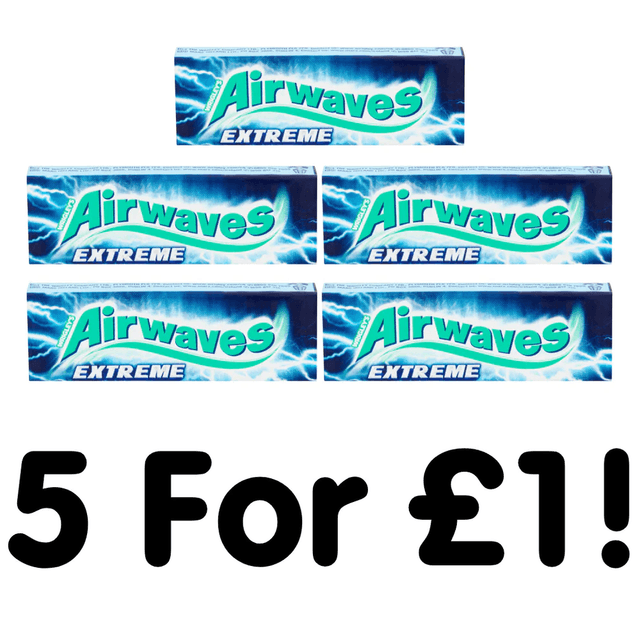 Wrigley&#039;s Airwaves Extreme Sugar Free Chewing Gum (14g) (Pack of 5)