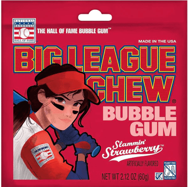 Big League Chew Bubblegum Slammin&#039; Strawberry (60g)